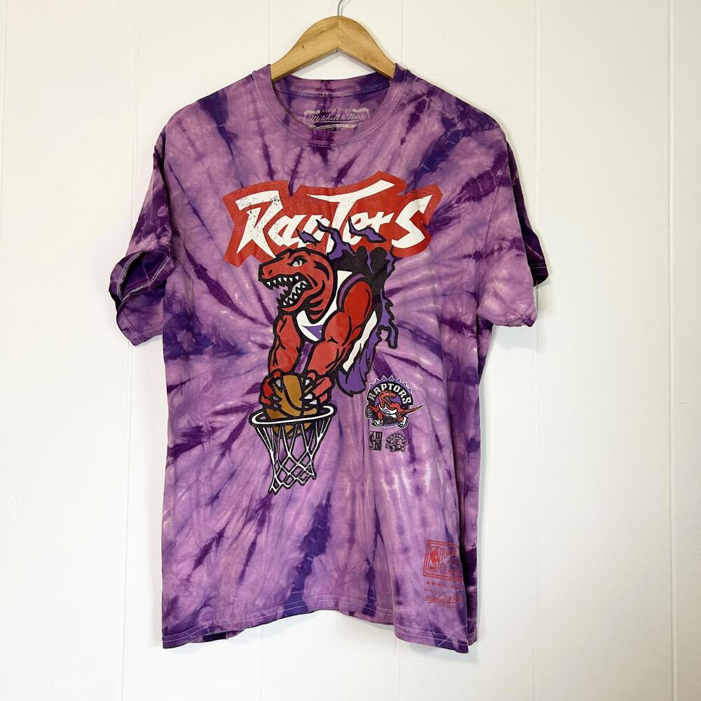 Mitchell & Ness Purple NBA Raptors Tie Dye Short Sleeve T-shirt Men's Large